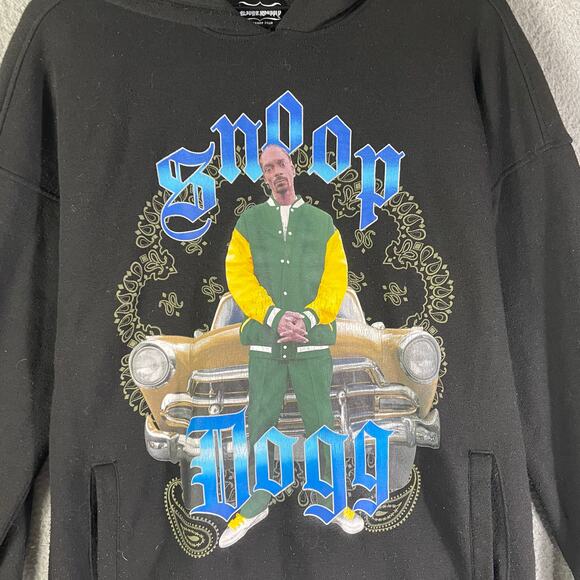 Dogg Supply Snoop Dogg Black Hoodie Size S Graphic Car Print Poly Streetwear - Picture 7 of 8
